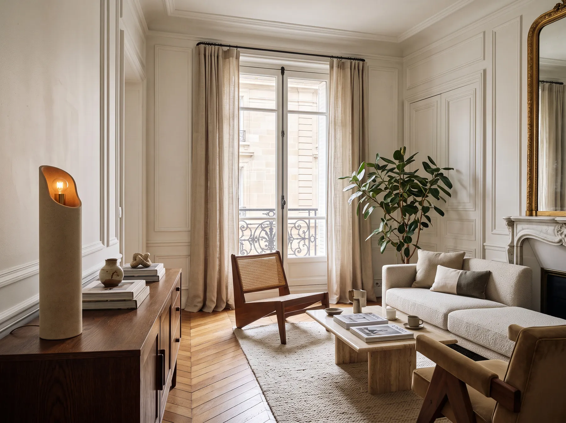 N°1 allumée sur une enfilade, salon haussmannien
